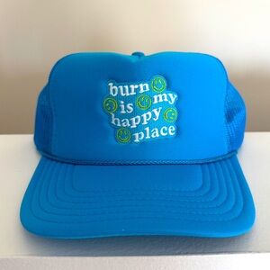 Burn Boot Camp “Burn is My Happy Place” Foam Trucker Hat Blue Smile Bootcamp Cap